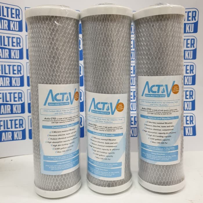 Paket 3 Refil FILTER CTO ACTIV 10&quot; ( Coconut Activated Carbon )