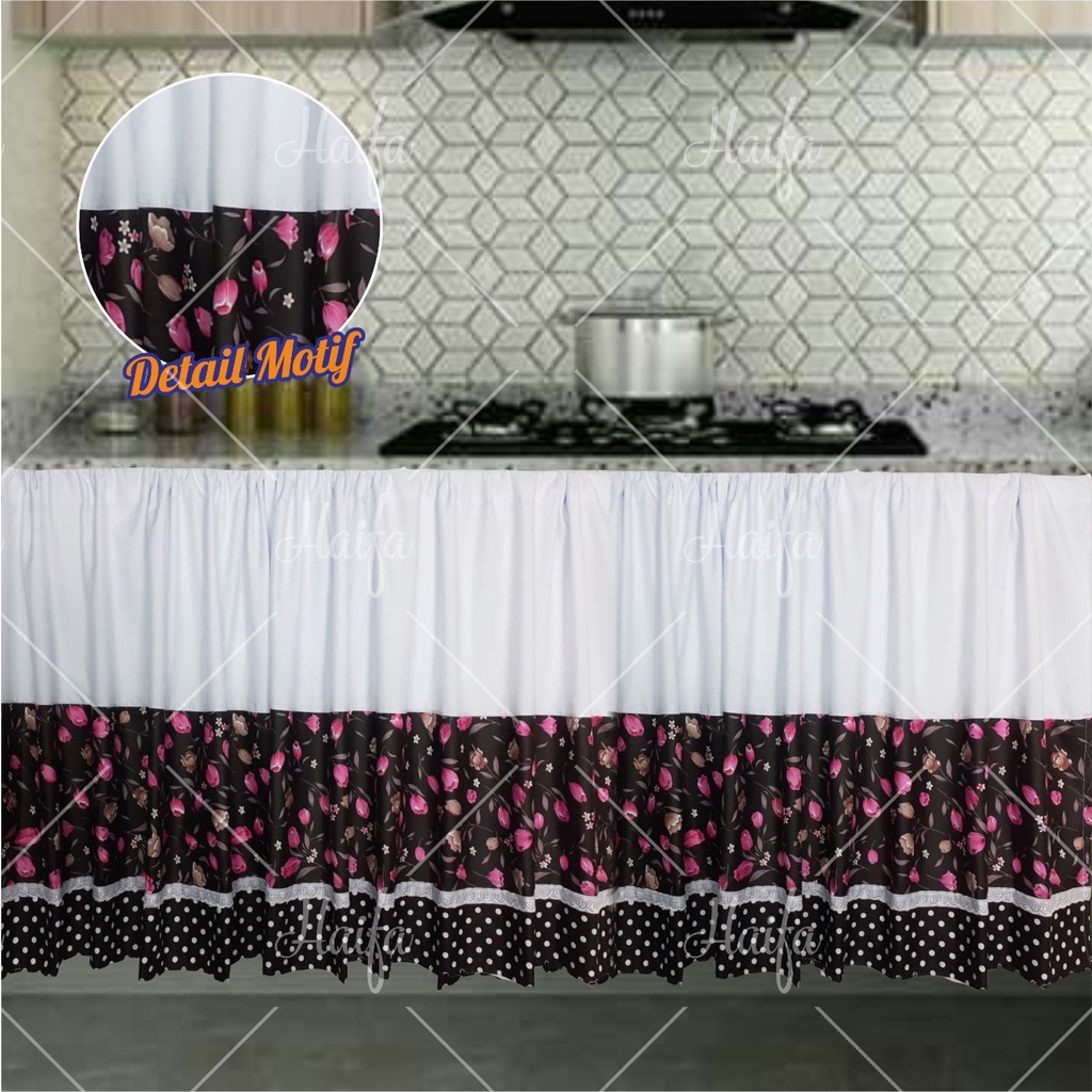 GORDEN KOLONG DAPUR SHABBY BUNGA POLKA / TIRAI DAPUR