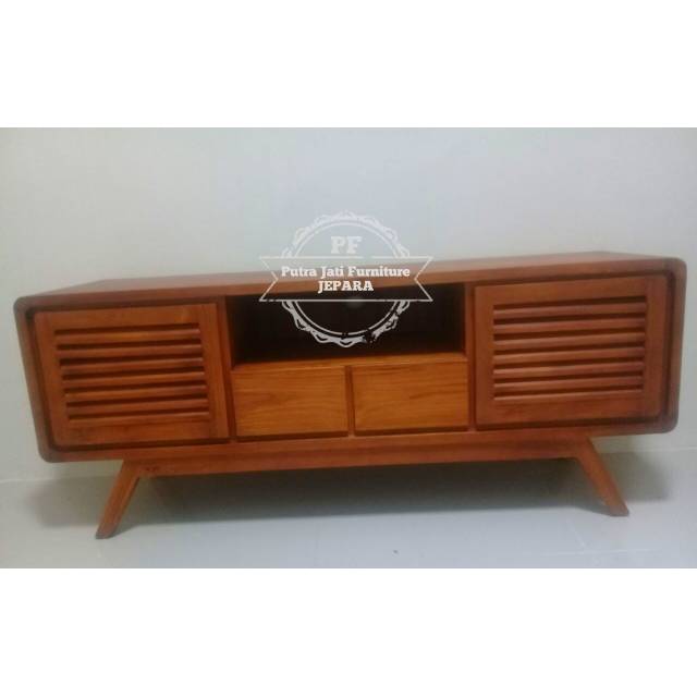 Meja Tv/ Bufer Hias Kayu Jati, Bifet Minimalis Retro
