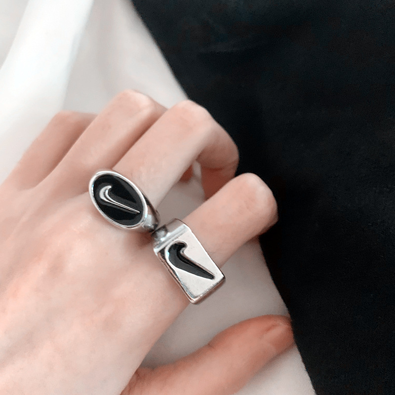 Retro Ring Tick Symbol Index Finger Ring for Men and Women Fashion Jewelry Gifts