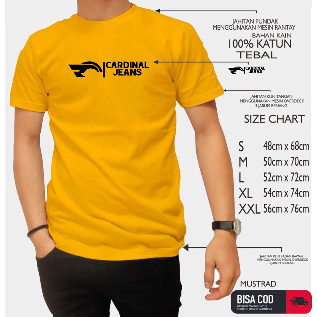 Kaos T-Shirt Distro Pria Wanita Terbaru CARDINAL JEANS UK Logo Black - Premium High Quality