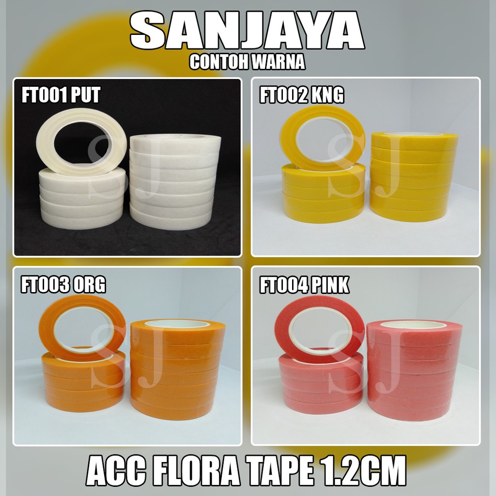 SELOTIP TANGKAI BUNGA / SOLASI BUNGA / FLORATIP / TAPE BUNGA / ACC FLORA TAPE 1.2CM 20YD