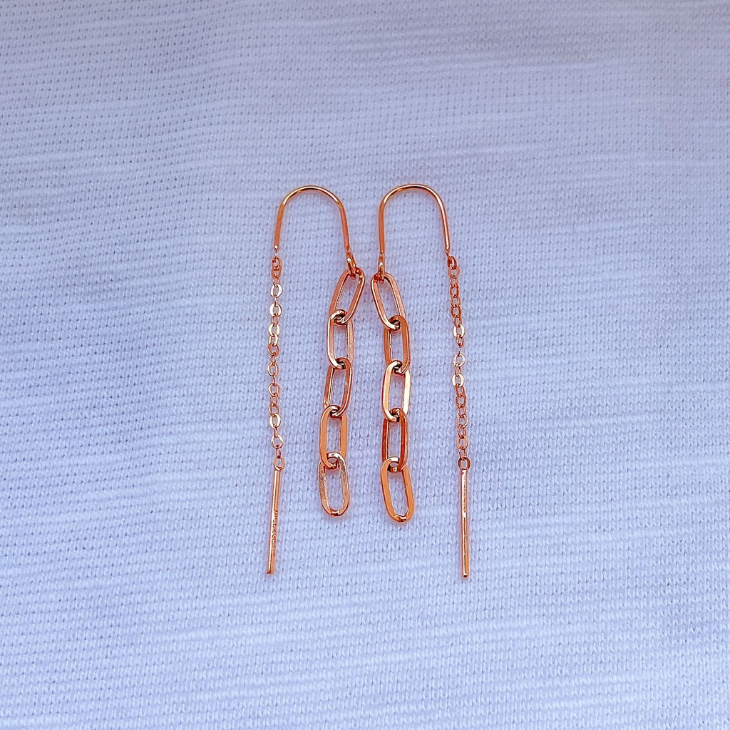 Anting anak dan dewasa emas asli kadar 750 75% 17k giwang desi gantung paperclip klip katena tali diana rosegold ringan besar 1 satu gram gr g itali vensi terbaru