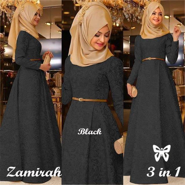 ELDE 5 - SALE Maxy Zamirah Maxi bahan baloteli embos + pasmina spandek + belt, fit to L