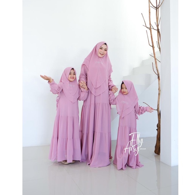 GAMIS BALQIS COUPEL CERUTY BABYDOLL by ELYARSY MOM &amp; KIDS SET KHIMAR IBU ANAK