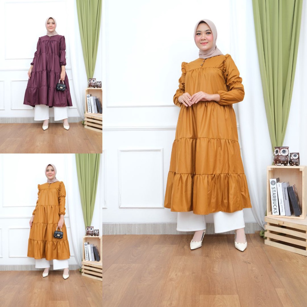 LIVI MIDI DRESS KONDANGAN GAMIS TERBARU REMAJA DEWASA BAJU WANITA HAMIL GBM