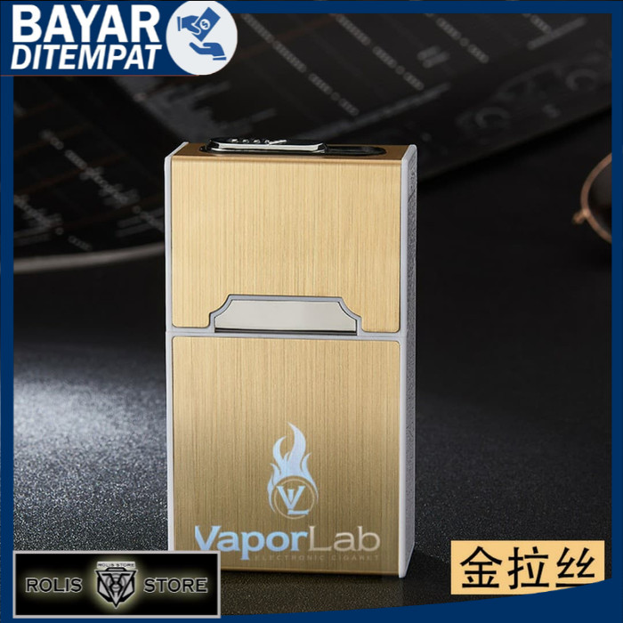 kotak box tempat rokok korek usb elektrik cigarette case lighter A6 - 9598- GOLD