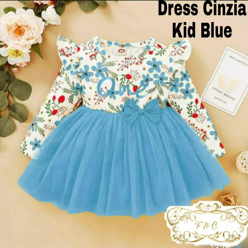 3 UKURAN S M L DRESS CINZIA KID FASHION PAKAIAN ANAK PEREMPUAN BAHAN BABYTERRY KOMBI TILE FURING FEHM