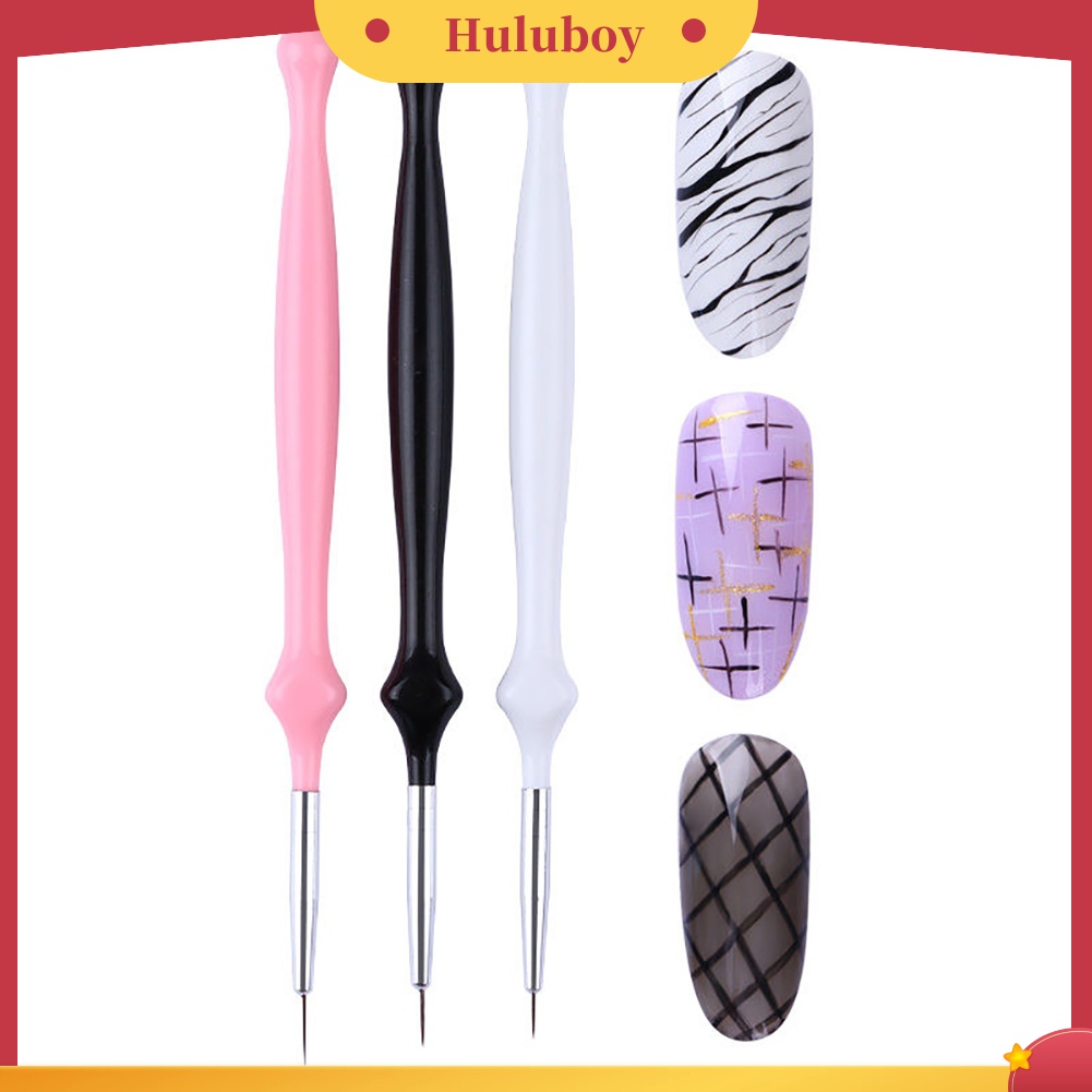 Huluboy Huluboy♡ 3pcs Pen Brush Nail Art Manicure DIY Gagang Kayu