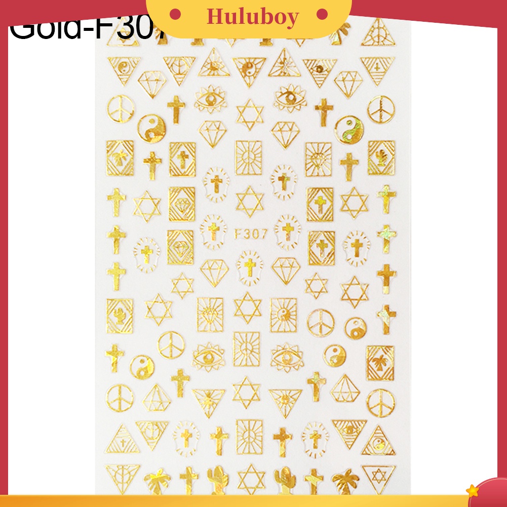 Huluboy Huluboy♡ Stiker Decal Motif Geometri Simple Untuk Dekorasi Nail Art DIY