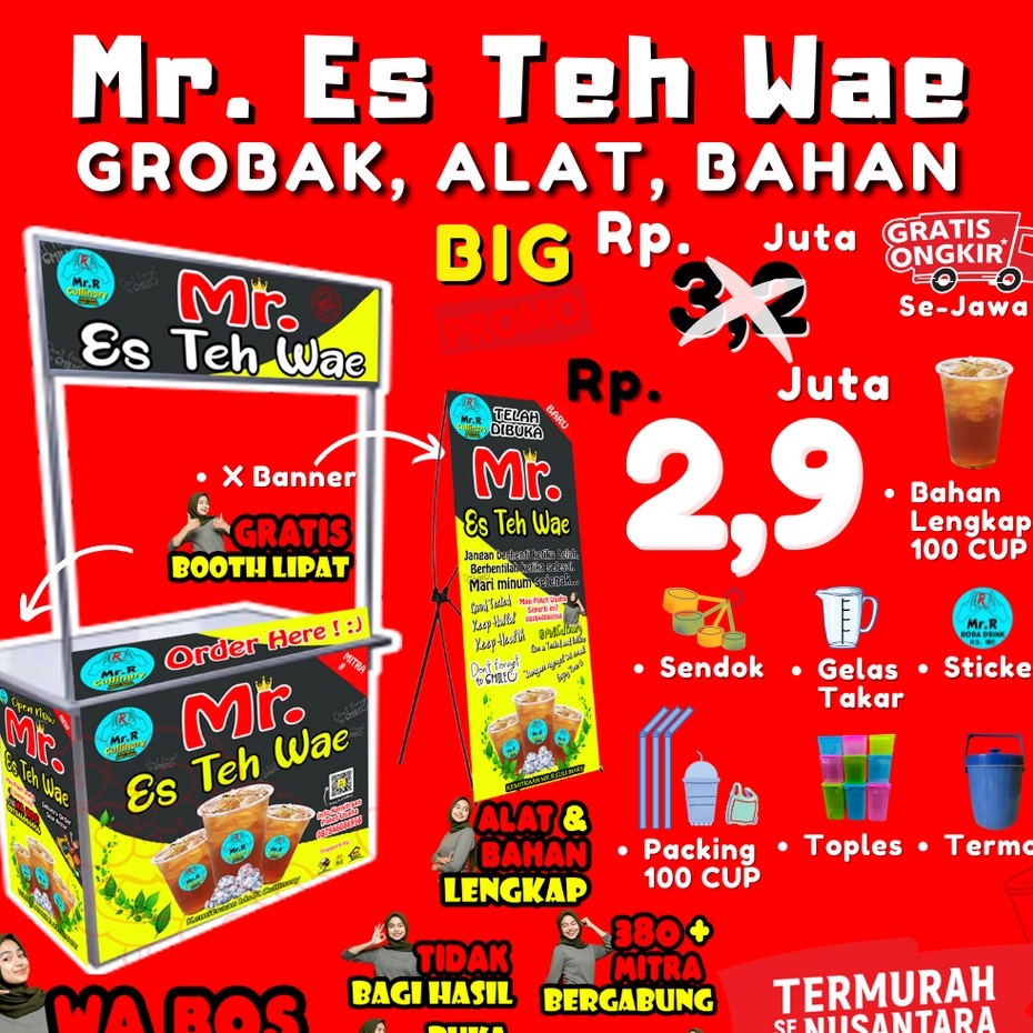 

Mr.ES TEH WAE NEW|| MR.R CULLINARY (FRANCHAISE,PAKET USAHA,KEMITRAAN) GROBAK/BOOTH PORTABLE,ALAT LENGKAP, DAN BAHAN BAKU UTAMA
