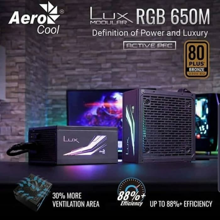 Aerocool LUX RGB 650M semi Modular Power supply - PSU 650W 80+