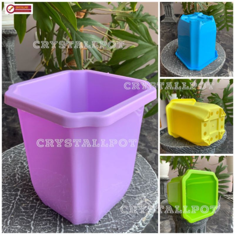 Pot bunga terra kotak warna warni 16,5cm(fullcolour)TERA