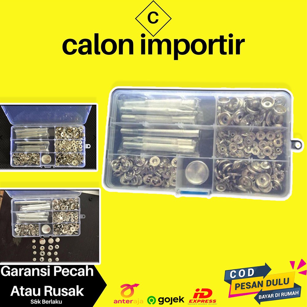 Set Perlengkapan Jahit  Kancing Celana Jeans Poppers Tools Kit Reparasi Permak Jean Benik All Size