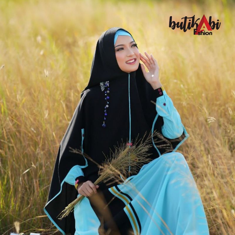 GAMIS AULIA TERBARU KHALISA PASTEL BLUE FASHION WANITA MUSLIM MUSLIMAH SET SYARI PREMIUM BUSUI WUDHU