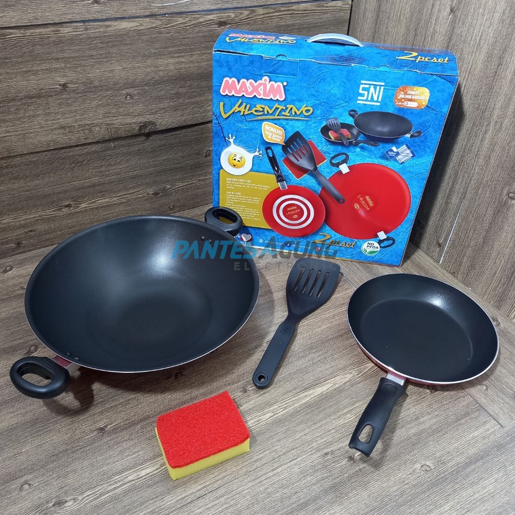 Maxim Valentino SET: Wajan + Teflon + Spatula + Sponge / maxim set