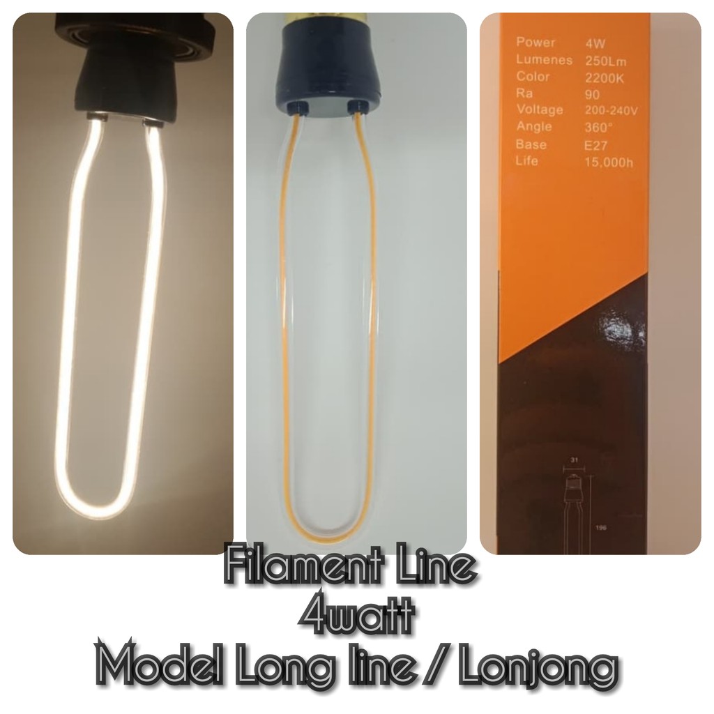 Lampu LED Filament Filamen Line Long Panjang 4 Watt 4watt 4w Edison Modern Retro Classic