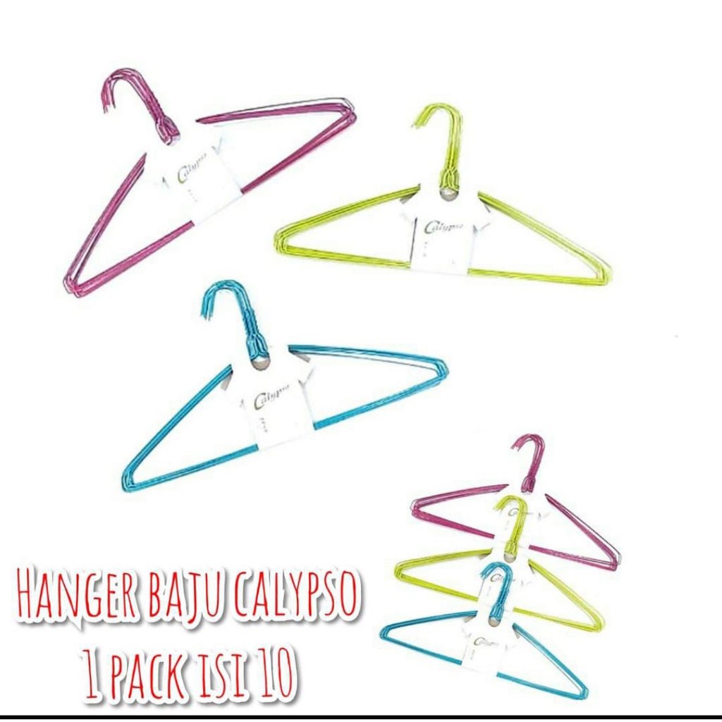 Calypso Hanger Baju Besi Multifungsi Warna Warni Murah 1 Pak Isi 10pcs