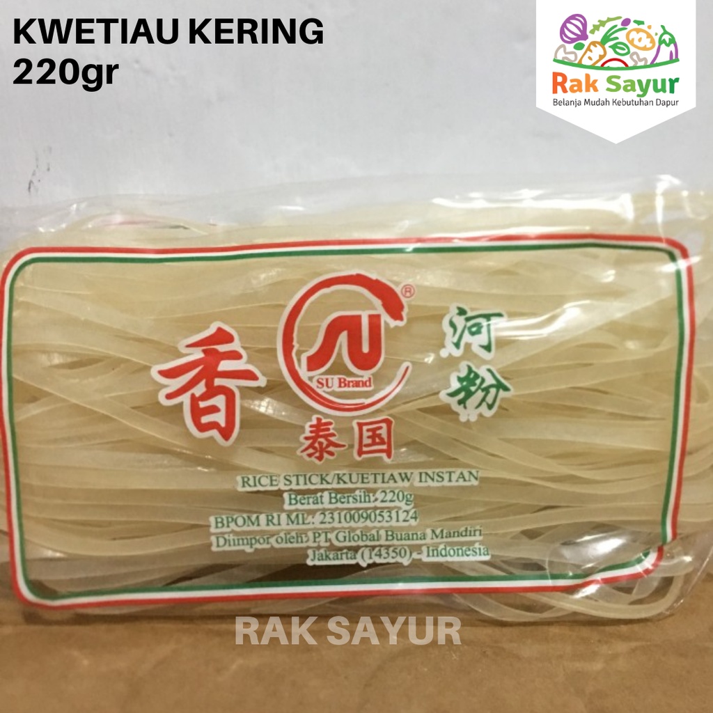 

Kwetiau Kering 220gr Mie Tiau SU Brand Halal Rak Sayur Padang