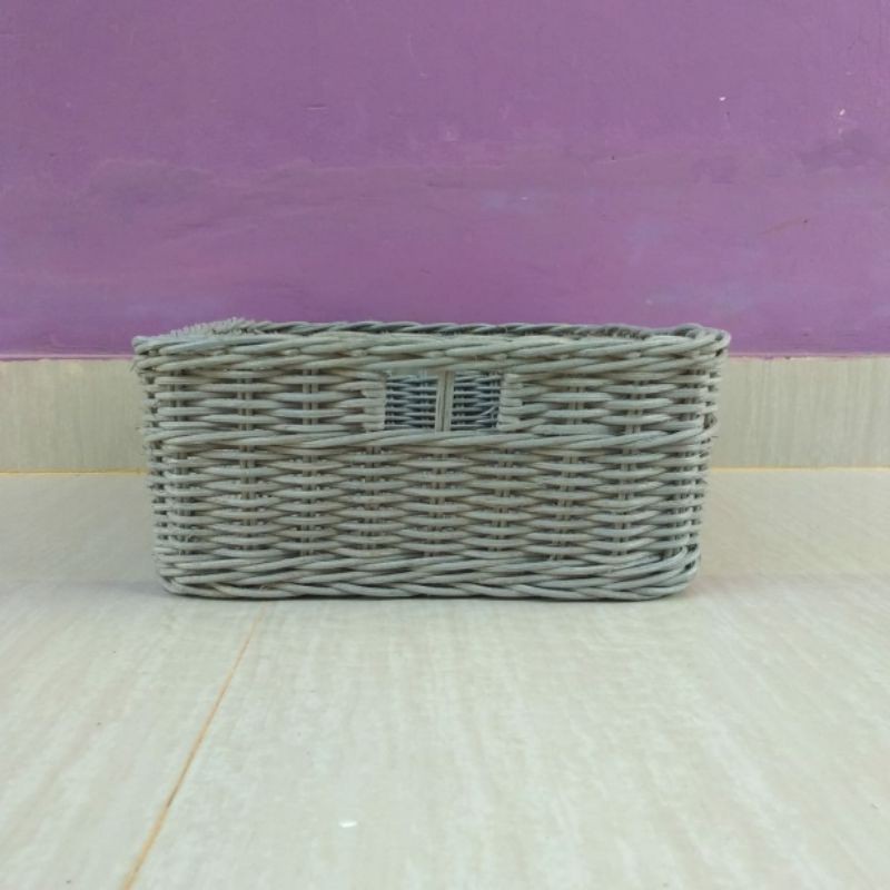 Keranjang rotan nampan persegi kotak panjang sovenir seserahan parcel  24x18x8 cm