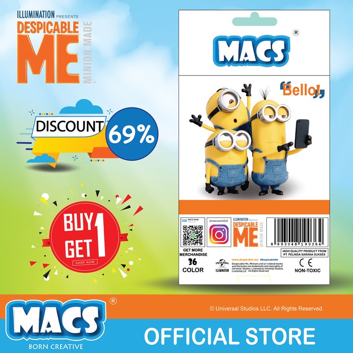 

WARNAPENSIL- PENSIL WARNA SEGITIGA MINION 36 COLORS BUY 1 GET 1 FREE -PENSIL WARNA