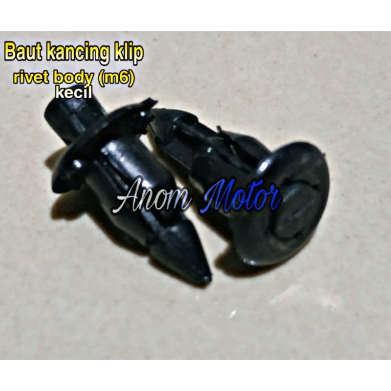 Baut kancing klip plastik, rivet body m6 kecil 2pcs