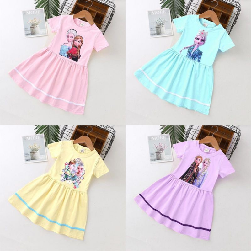 DRESS GIRL- DRESS ELSA, DRESS FROZEN, BAJU ELSA, BAJU FROZEN, GAUN ELSA, GAUN FROZEN, BAHAN KAOS