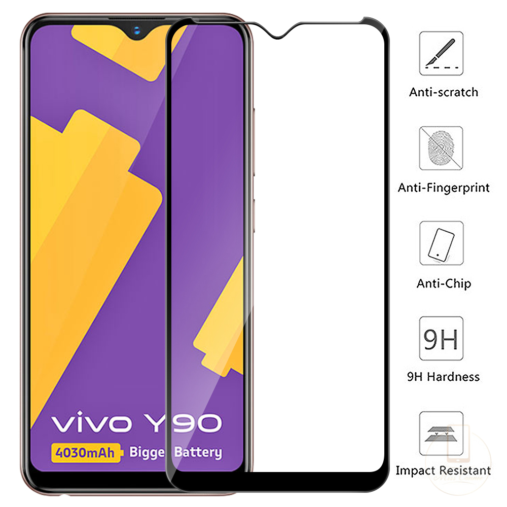 9h Full Cover Tempered Glass Pelindung Layar Vivo Y02 Y20 Y30 Y12 Y50 Y02S Y20i Y30i Y17 Y15 Y11 Y12i Y91 Y93 Y95