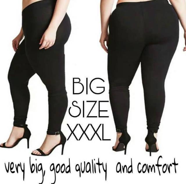 Legging Polos Tebal Import Hitam Ukuran Standar dan Jumbo