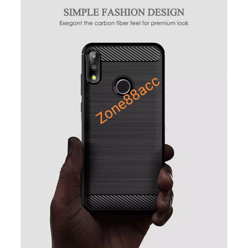Silicon Case Asus Zenfone Max Pro M2 Softcase iPAKY Carbon Casing Cover TPU