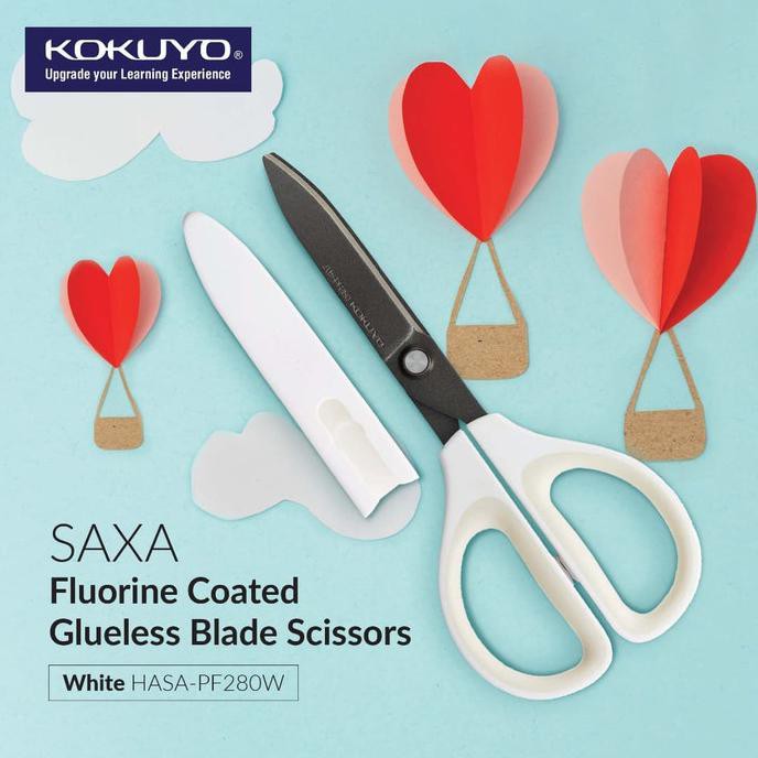 

SUPER SALE Kokuyo Scissor Fluorine Coated Glueless Blade . (Teflon) HAZA-PF280 - Putih