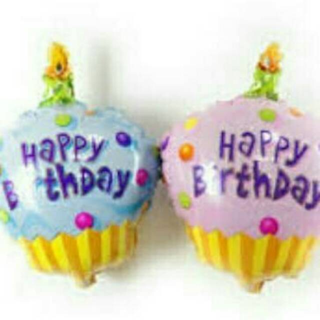 BALON FOIL CUP CAKE HAPPY BIRTHDAY MINI