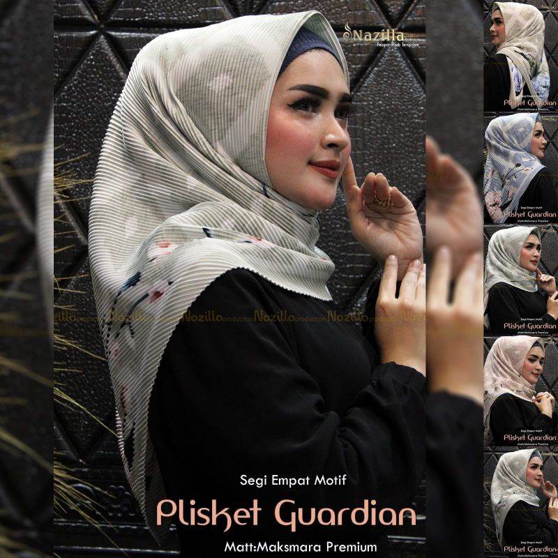 Segi Empat Plisket Motif Bunga Premium Nazilla