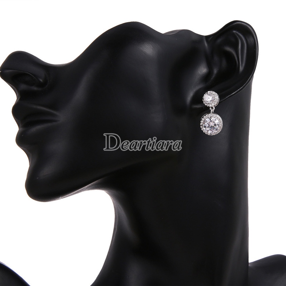 Bride elegant geometric zircon earrings wedding bridal earrings