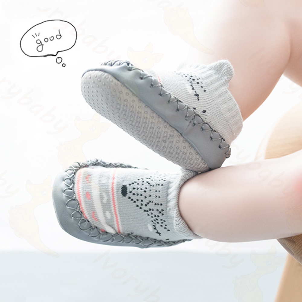 Ivorybaby Sepatu prewalker anti slip lembut kaos kaki bayi anak belajar berjalan