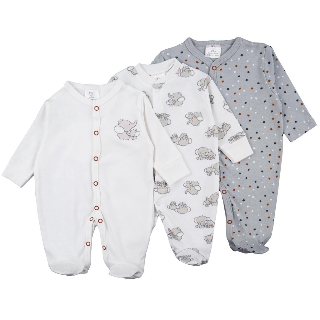 BABYPOTATO - Baby Sleepsuit 3pcs motif Blush