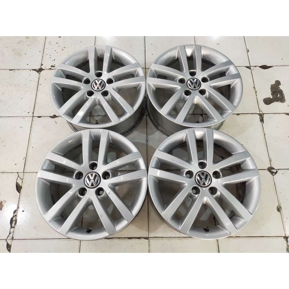 READY STOK VELG SECOND COPOTAN MOBIL VW R16X6,5 5X112ET50SILVER