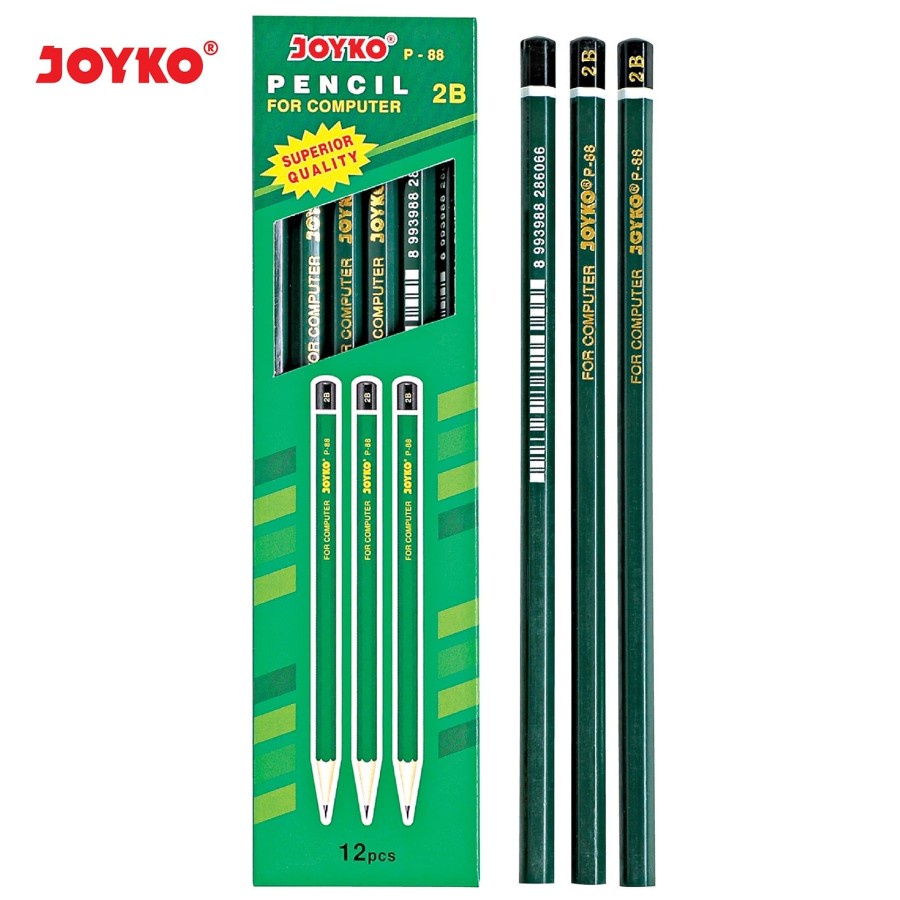 Pencil / Pensil Joyko P-88 / 2B / 1 BOX 12 PCS / Pensil Joyko 2B ( Pencil for Computer ) P-88