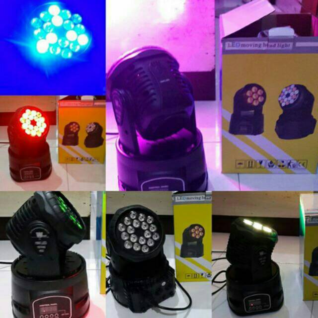 led moving head light lampu sorot panggung disko auto 18 x 3W dekorasi DJ stage lighting warna warni