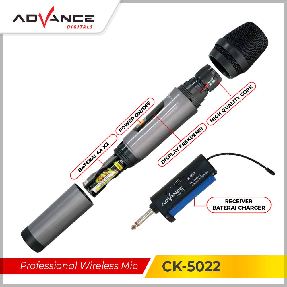 【READY STOCK】Advance Mic Ck-5022 Microphone Profesional Wireless Dual 2 Mic Duet Keren