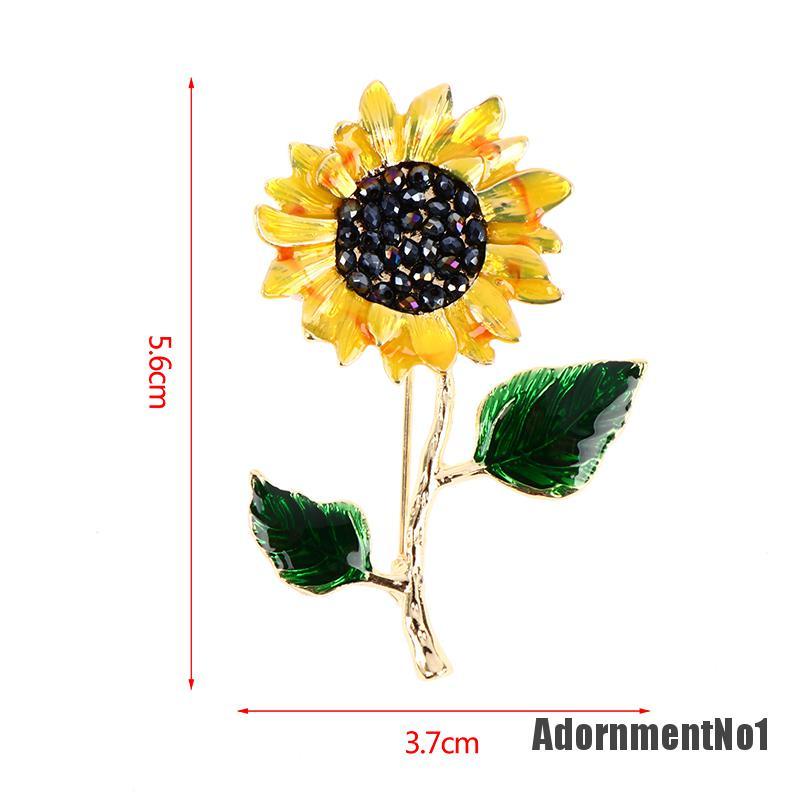 (Adornmentno1) Bros / Pin Desain Bunga Matahari + 2 Daun Enamel Untuk Aksesoris Pakaian Wanita