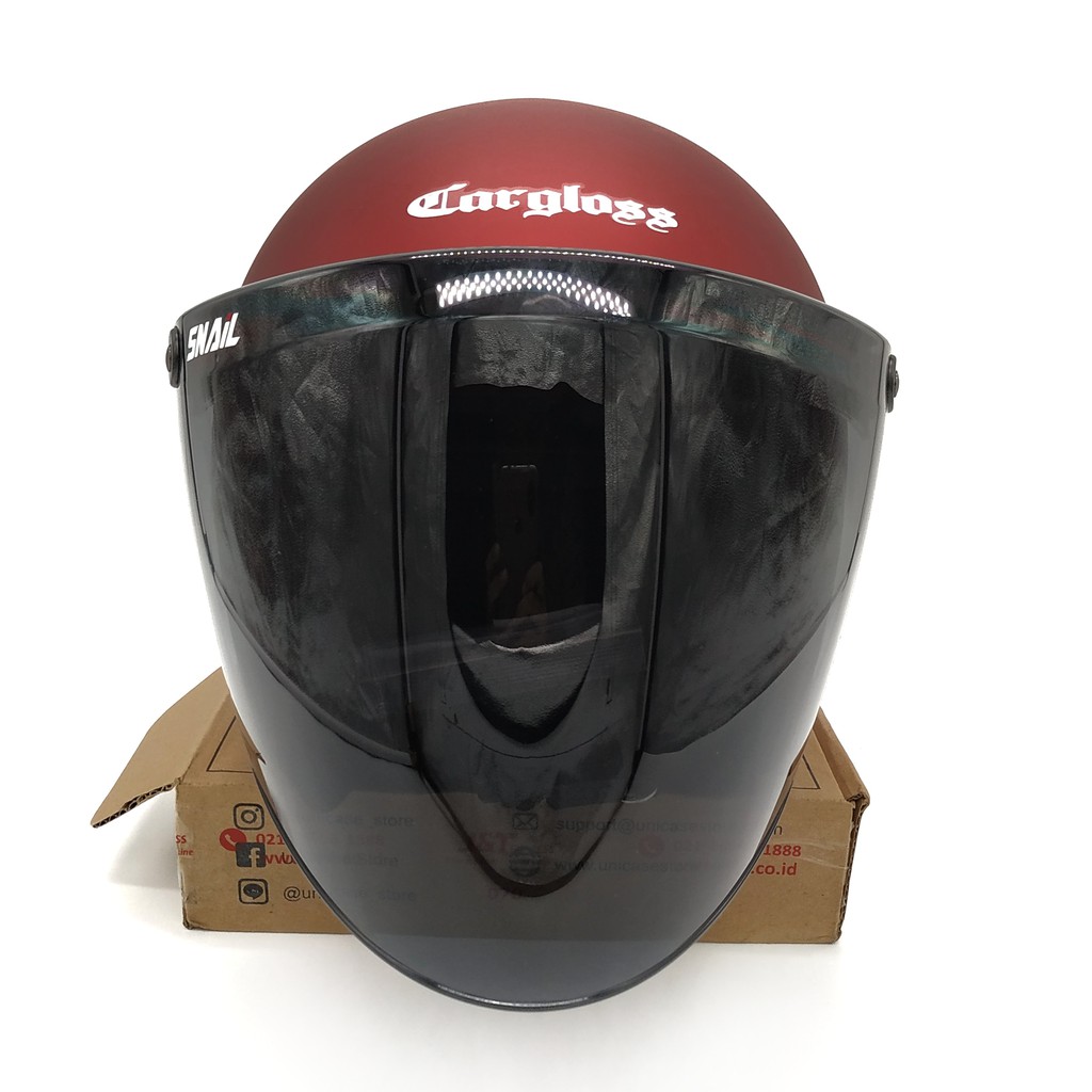 Helm Cargloss Retro Red Doff + Kaca Smoke