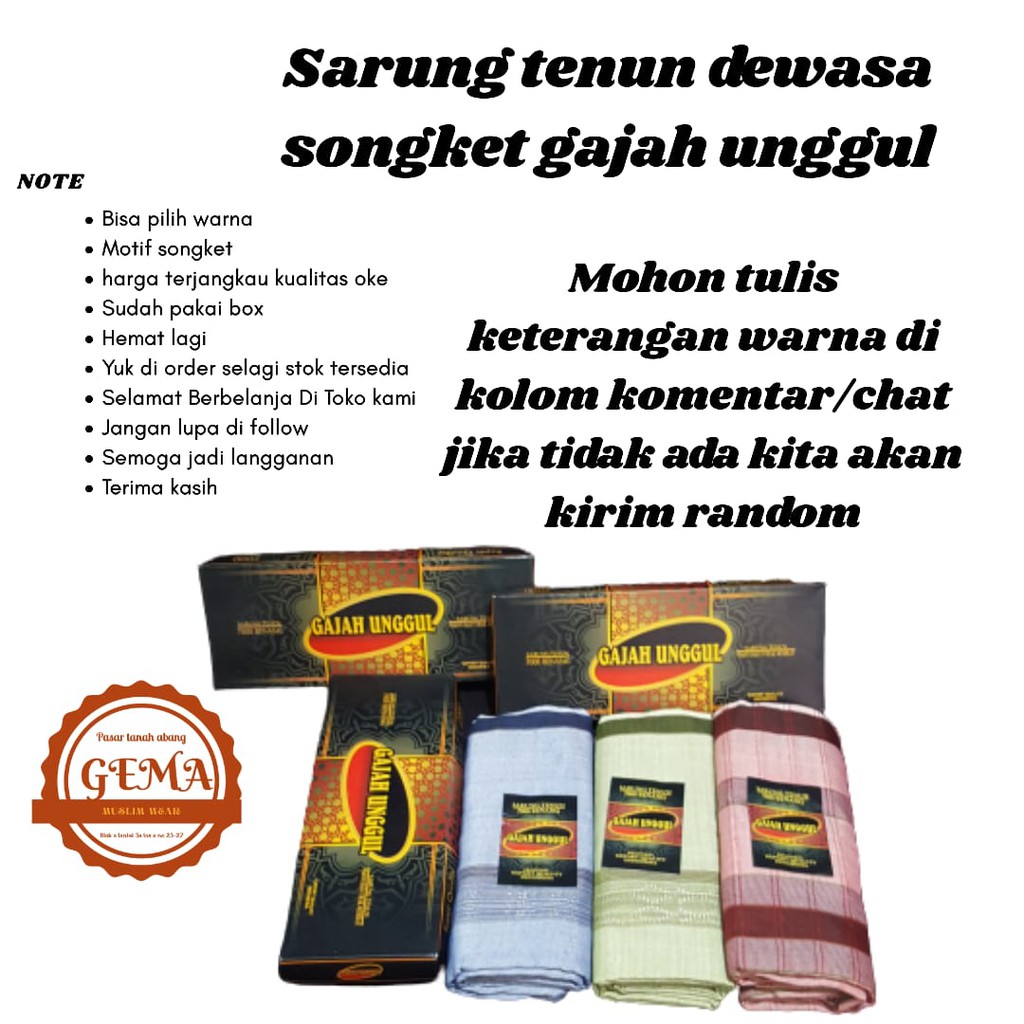 sarung tenun dewasa gajah ungul motif songket