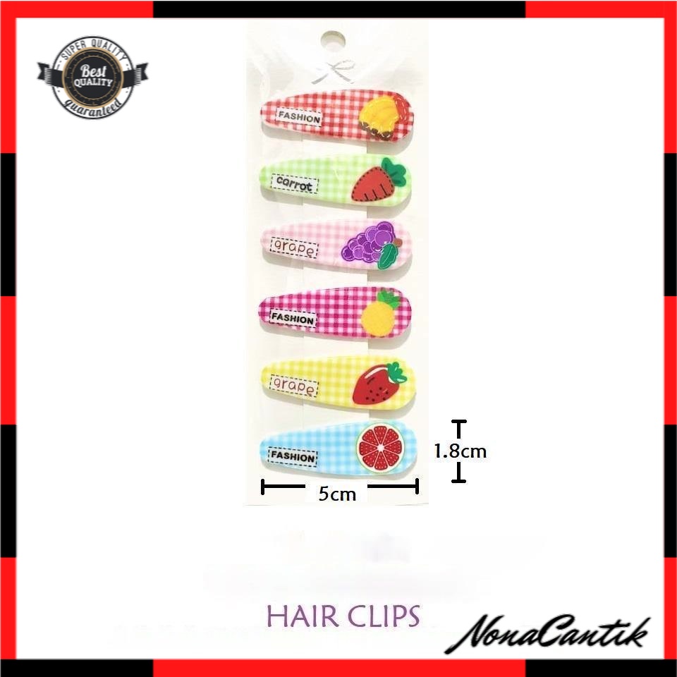 [6pcs] Jepit Rambut Tiptpop Set 5.5cm Anak Kecil Motif Buah Jepit Poni Jepitan Klip Rambut Samping Side Slide Hair Clips