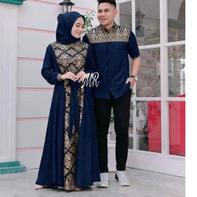 Gamis Batik Kombinasi Polos 2022 Modern Couple Baju Muslim Pasangan  Busana Muslim Pasangan Gamis Se