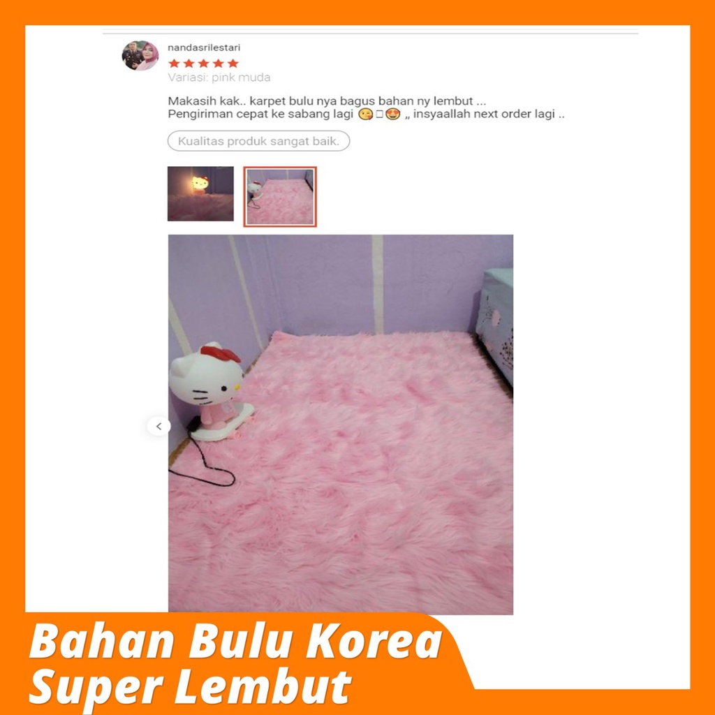 Alas Foto Produk Bulu Korea 100x150cm Panjang Bulu 6,5cm Halus Tidak Rontok untuk Perlengkapan Dekorasi