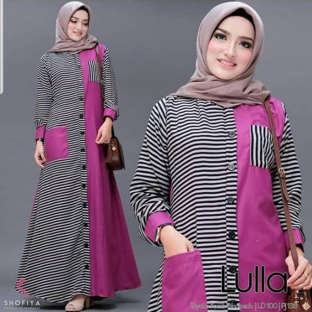Baju gamis motif salur