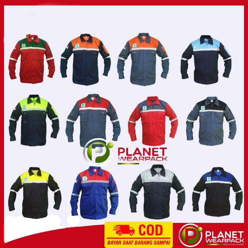Kemeja Safety Wearpack Kombinasi | Baju Proyek Bengkel Atasan