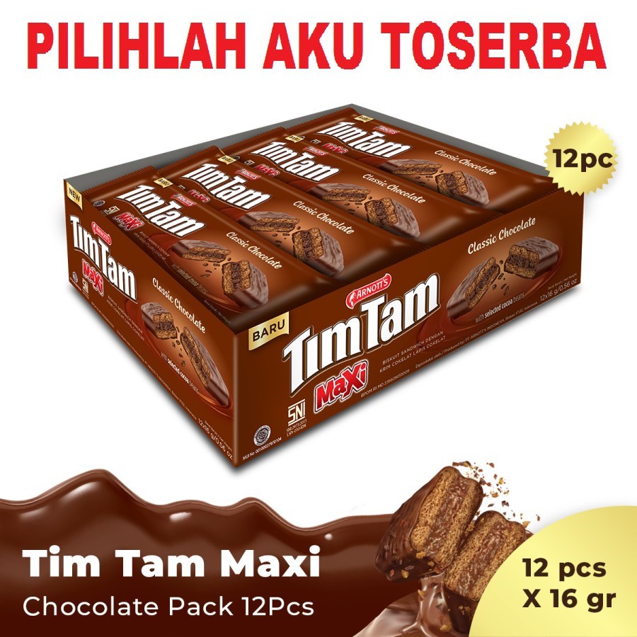 Tim Tam Maxi Classic Chocolate 16 gram, ( HARGA 1 KARTON ISI 10 PACK )