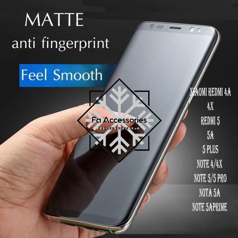 ANTI GORES JELLY HYDROGEL MATTE XIAOMI REDMI NOTE 4 4X 4A 5 PLUS 5A PRIME FULL SCREEN PROTECTOR SHOC